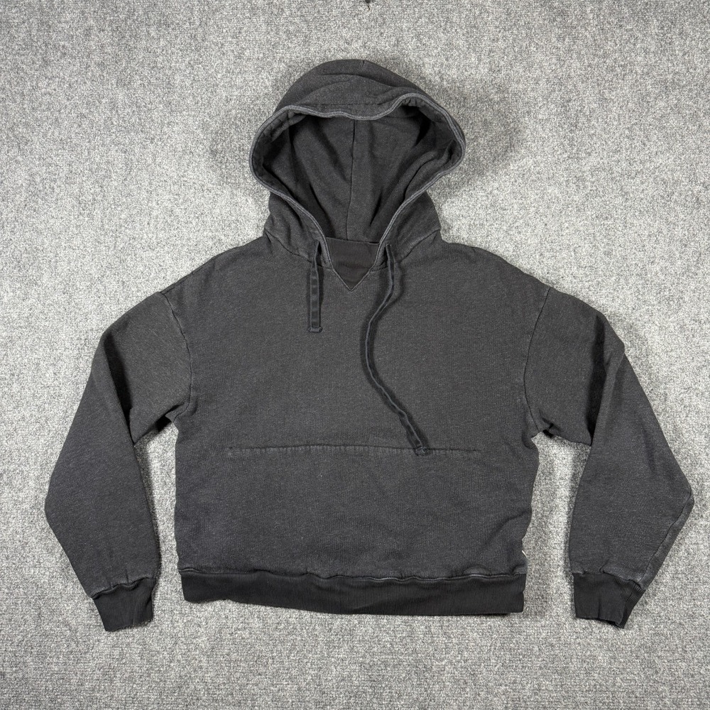 Monrow Parka Ninja Faded Hoodie Crop Black Size Zip Activewear Womens Size Small